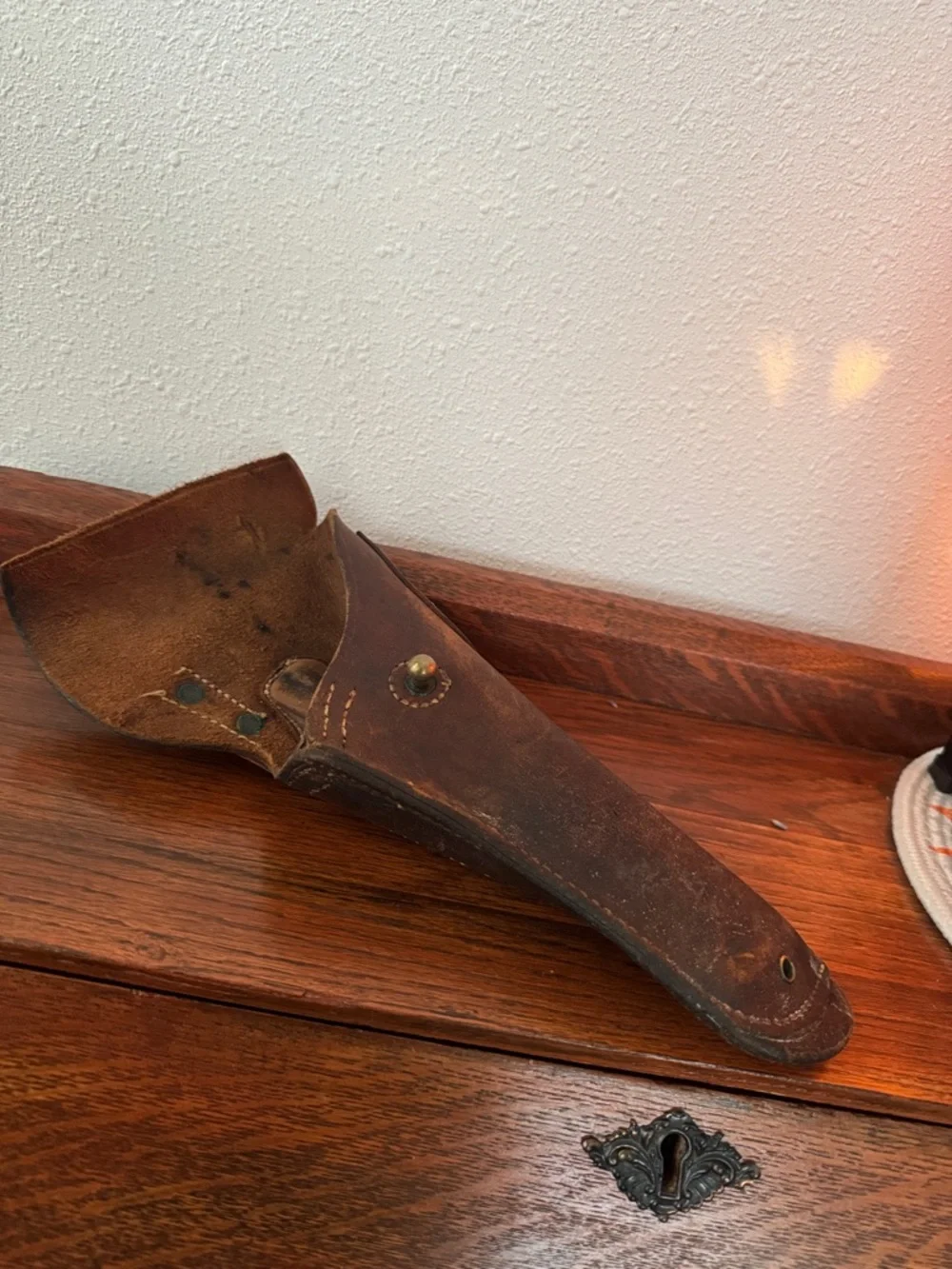 Antique Rustic Brown Leather Holster with Dried Lavender - Ranch Home Accent